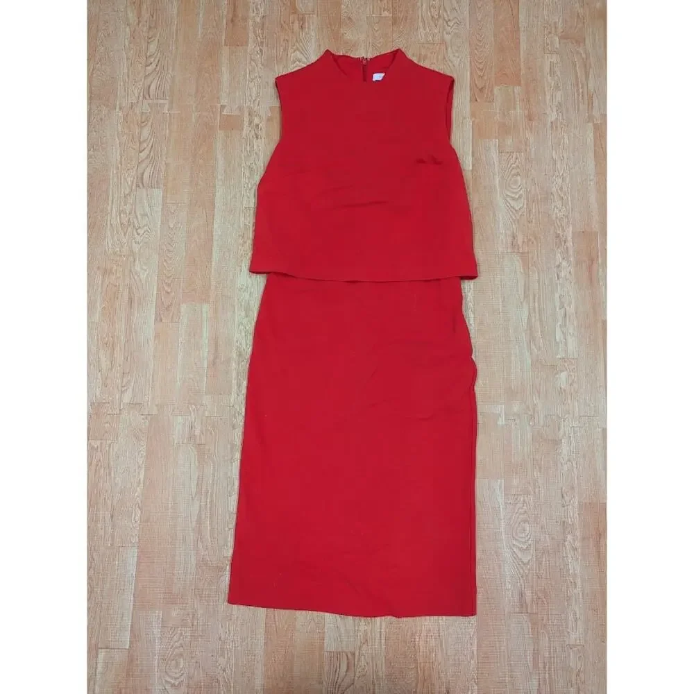 Diane Von Furstenberg Red Sleeveless Faux 2 piece Knee-Lenght Red Dress sz 2 - Picture 1 of 10